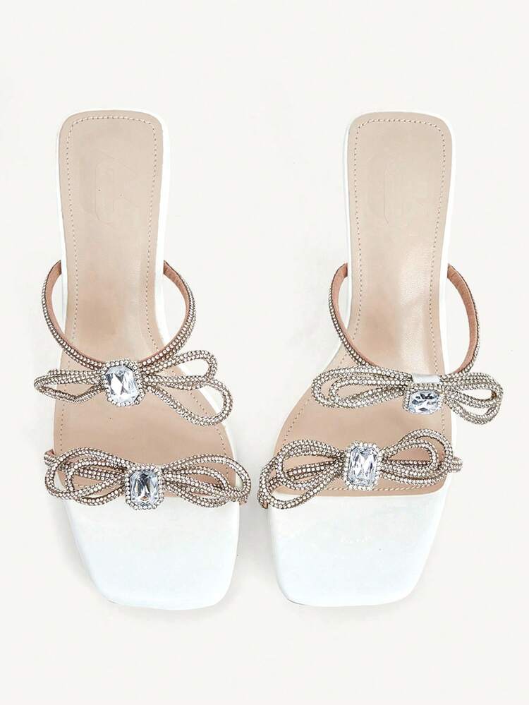 CUCCOO CHICEST Women's Summer Party Rhinestone Embellished Square Toe High Heels