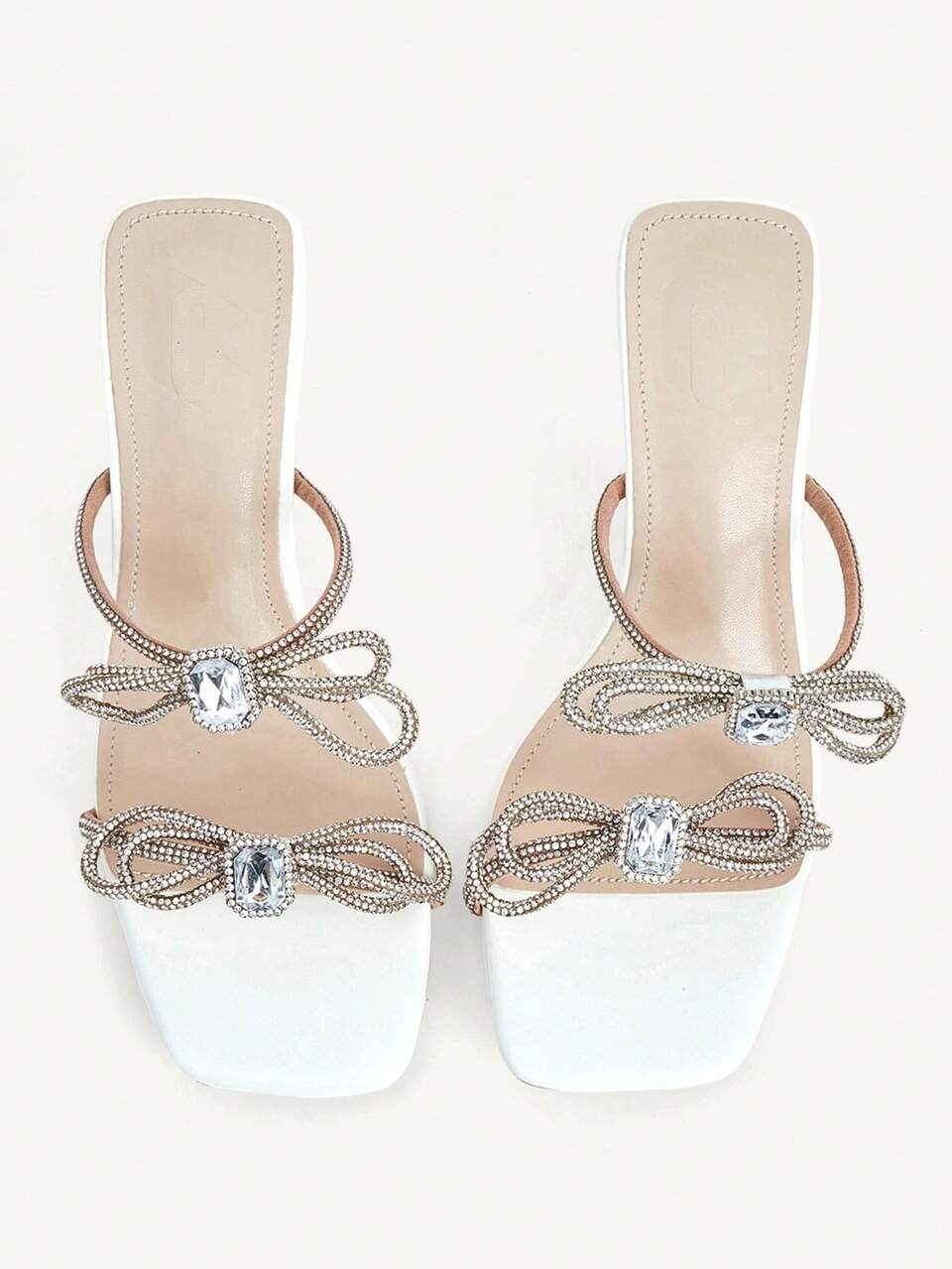 CUCCOO CHICEST Women's Summer Party Rhinestone Embellished Square Toe High Heels
