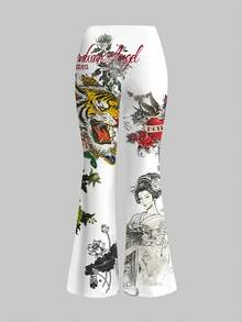 ROMWE Avant 【内衣】暗黑朋克性感女士吊带背心和喇叭裤两件套，春夏款 - 白色 - 查看 8