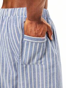 1pc Men's Striped Print Loungewear Bottoms, Winter - Multicolor - View 3