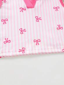 Elladie kids 2件組少女夏季套裝，杏色紋理針織愛心背心上衣搭配牛仔裙褲，荷葉邊下擺，櫻桃刺繡，適合家庭度假與假期穿著 - 紅色 - 查看 9