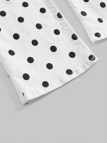 ROMWE Y2K French Riviera Inspired Polka Dot Print Ultra Low Rise Skinny Flare Jeans - White - View 3