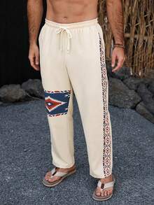 VENTUSAIL 男士弹力腰带休闲直筒裤，适合日常穿着、旅行、海滩度假等场合。这款裤子是度假旅行的必备单品，也是送给男友或老公的绝佳礼物。 - 米色 - 查看 6