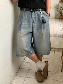 DAZY Blue Distressed Denim Shorts - Blue - View 1