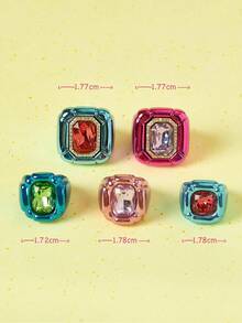 Popjeli Nhẫn Dopamine Band Diamond Hip Hop Niche Cá Nhân Hóa, Phong Cách Y2K/Dễ Thương/Nhiều Màu Sắc/Sang Trọng, Dành Cho Mẹ/Phụ Nữ/Cô Gái/Mẹ, Mùa Hè/Bãi Biển/Dạ Hội/Tiệc Tùng/Kỳ Nghỉ/Du Lịch, MÀU HỒNG, Hình Trái Tim - Nhiều màu - Xem 13