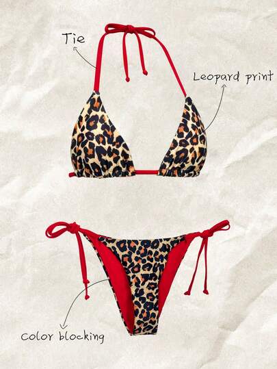 Elavelle 女士随机印花挂脖比基尼套装，春夏款