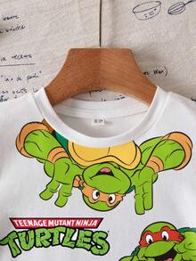 TEENAGE MUTANT NINJA TURTLES | SHEIN 男童夏季休闲海龟印花圆领短袖T恤两件套 - 彩色 - 查看 5