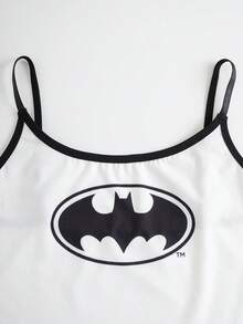 BATMAN X SHEIN Plus Size Women's Lingerie Set, Camisole And Panty - White - View 7