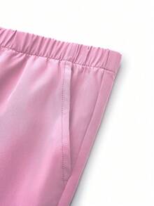 TaskEZ Scrub Uniform Set Solid V-Neck Short Sleeve Top With Pockets And Pants - Pink - View 5