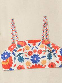 SHEIN Swim Curve Plus Size Women 2pcs Printed Bandeau Bikini Set, Vacation & Party Swimwear - Multicolor - View 6