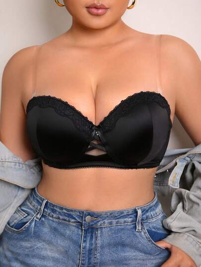 Áo ngực cỡ lớn dành cho nữ, thoải mái, màu trơn, gợi cảm, khoét lỗ, dây chéo, bóng mượt, viền ren hoa, trang trí ren hình vỏ sò, cúp ngực kiểu balconette, dây đeo vai trong suốt, có gọng, nâng đỡ, chống chảy xệ, thoải mái, áo ngực nâng tức thì.