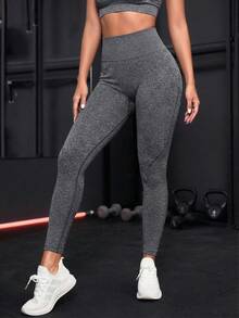 Seamluxe SHEIN Sport Women's Minimalist High Waist Casual Sports Leggings - Grey - View 4
