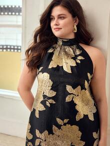 MOTF PREMIUM VESTIDO SIN MANGAS CON ESTAMPADO FLORAL TALLA GRANDE - Negro - Ver 7