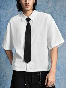 Áo sơ mi nam tay ngắn cài cúc phía trước, kiểu dáng thường ngày, thích hợp cho mùa hè. - trắng - Xem 4