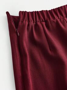 Firerie Kids 2 pièces Ensemble Top camisole décoré de boutons bordeaux et pantalon à la cheville pour jeune fille, style décontracté et à la mode - Rouge foncé - Voir 3
