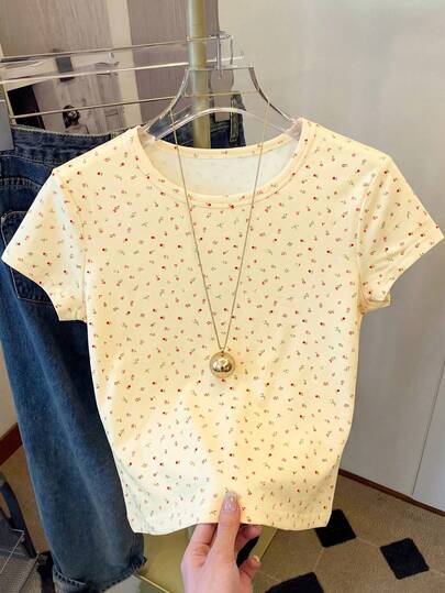 Resyla 303# Women's Round Neck Short T-Shirt, 180G Milk Silk + Digital Printing