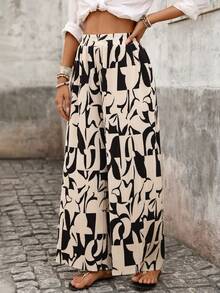 Brillora Quần nữ thường ngày, in họa tiết toàn thân, cạp chun. - Đen và trắng - Xem 5