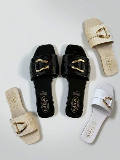 Calzado de piso para dama, elegantes y cómodas con aplicación de hebilla