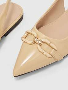 CUCCOO BIZCHIC French Pointed High Heels Closed Toe Sandals Women's 2026 Versatile Slingback Word With Flat Shoes - Apricot - View 4