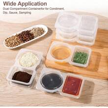 10PCS Double Compartment Condiment Container Reusable Snack Container 2 Condiment Containers With Lids Snack Pack Container Sauce Containers Condiment Containers With Used For Take-Out Condiments, School Supplies - Multicolor - View 6
