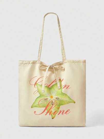 ROMWE Kawaii Túi xách tay đa năng, dễ thương, họa tiết chữ cái và hoạt hình dành cho nữ.