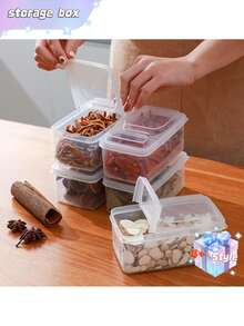 Set de 4 piezas/8 piezas Caja de almacenamiento de especias para el hogar y la cocina, compartimento único blanco, anís estrellado, canela, pimienta negra, caja de condimentos transparente, caja de almacenamiento de alimentos - Blanco - Ver 5