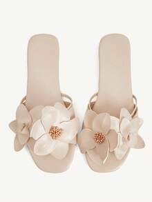 CUCCOO CHICEST 新款女士平底方头鞋，优雅甜美，浪漫气息，真皮材质，适合下午茶、约会、时尚派对、职场、优雅场合，百搭基础款，也适合万圣节等场合。 - 杏色 - 查看 1