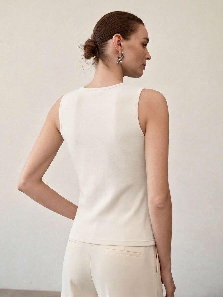 MOTF PREMIUM SOLID COLOR SLIM FIT TANK TOP - White - View 2