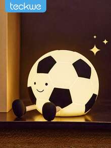 Teckwe Cute Football Silicone Night Light, Rechargeable Touch Control Night Lamp, Dimmable LED Bedside Light For Bedroom, Sports Themed Gift For Boys Girls - Black and White - View 1
