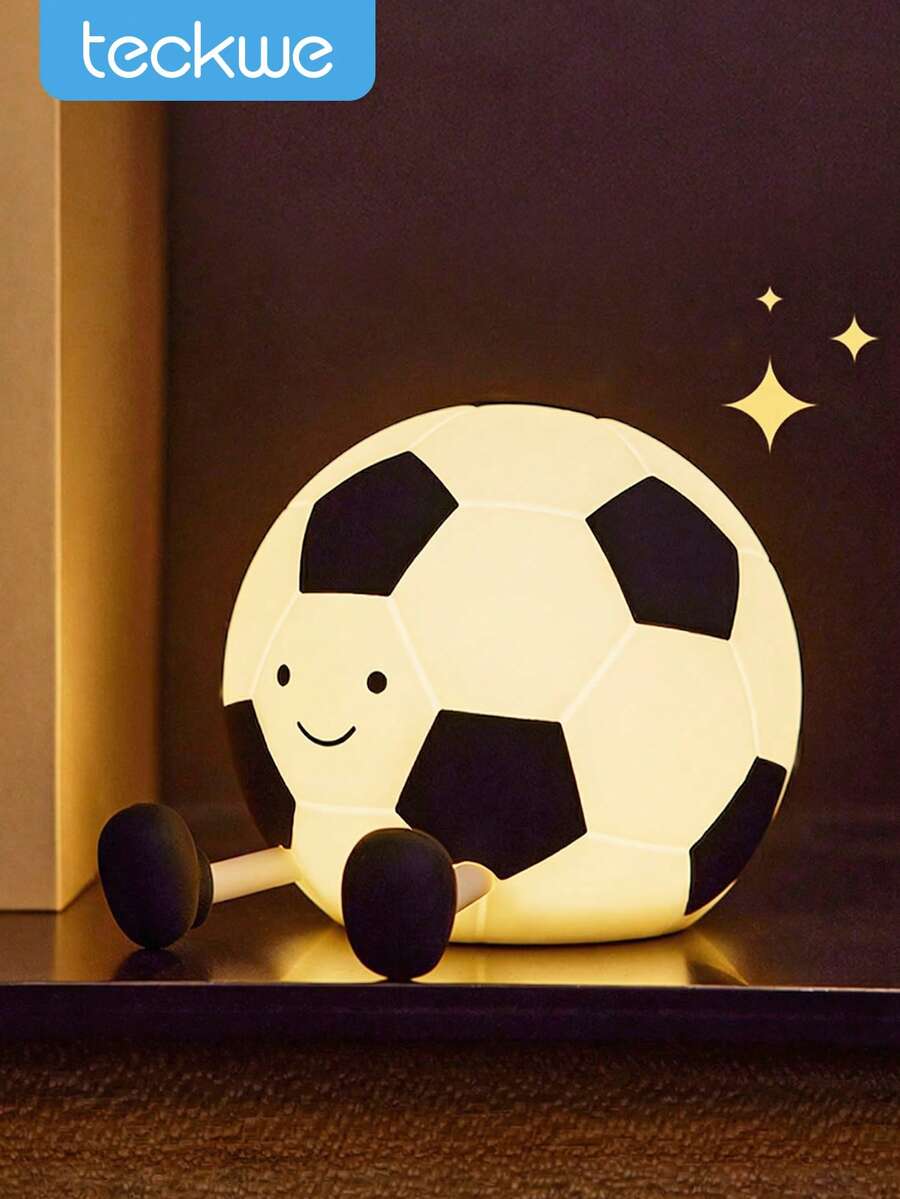 Teckwe Cute Football Silicone Night Light, Rechargeable Touch Control Night Lamp, Dimmable LED Bedside Light For Bedroom, Sports Themed Gift For Boys Girls - Black and White - View 1