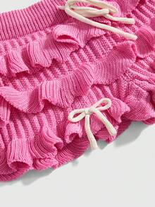 ROMWE Fairycore Conjunto de punto hecho a mano estilo Y2K para mujer, ideal para vacaciones en la playa - Rosa - Ver 4