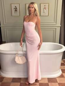 Theaadoraa Women's Lace Mesh Patchwork Cami Dress, Suitable For Graduation Party, Wedding Guest, Date, Banquet, Party, Gathering With Friends, Summer,Valentine's Day,Valentine Outfits For Women - Pink - View 1