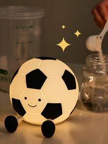 Teckwe Cute Football Silicone Night Light, Rechargeable Touch Control Night Lamp, Dimmable LED Bedside Light For Bedroom, Sports Themed Gift For Boys Girls - Black and White - View 9