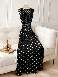 Franclia Women's Black & White Polka Dot Dress, Spring/Summer - Black and White - View 2