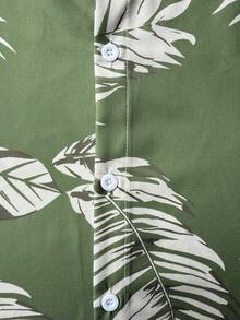VIVINTIMO Men's Vacation Casual Plant Print Shirt And Shorts Set - Army Green - View 6