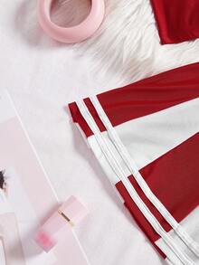 拼色啦啦队服装套装，Rave - 紅白色 - 查看 4