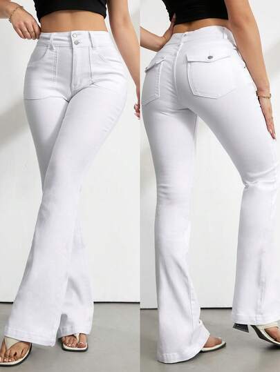 SHEIN Tall Jeans de mujer casuales, ajustados y con pierna acampanada