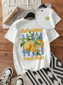 Attitoon Áo thun nữ tay ngắn cổ tròn in hình chanh, chất liệu 95% cotton – Phong cách retro vintage dễ thương, dịu dàng và thanh lịch, hoàn hảo cho kỳ nghỉ hè, du lịch châu Âu, trang phục lấy cảm hứng từ chanh Ý, mặc nhà thoải mái, hẹn hò ngọt ngào, tiệc trà chiều, tựu trường và các lễ hội miền Tây. - trắng - Xem 6