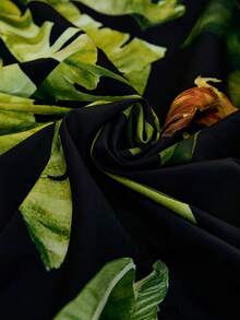 Travachic 大码女式黑色热带花卉印花连衣裙，无袖宽松版型，带口袋 - 黑色 - 查看 7