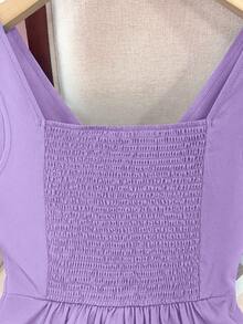Camiseta sin mangas ajustada para mujer, adecuada para el trabajo, el viaje, las fiestas, la graduación y el uso diario - Púrpura malva - Ver 5