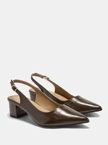 CUCCOO CURVES Zapatos de tacón alto elegantes de punta cerrada para damas en primavera y verano - Café - Ver 4