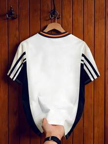 Aesthetic Post 男士休闲撞色拼接T恤，夏季 - 彩色 - 查看 3