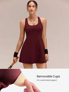 GLOWMODE FeatherFit™-Air Peekaboo Everyday Built-In Shorts Pocket Anti-Slip Dress Yoga Studio Spring Summer Quick Dry Moisture Wicking - Burgundy - View 5