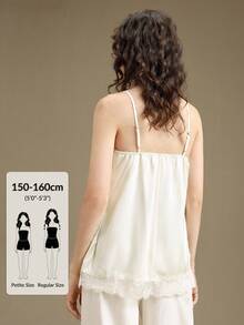 Ontre Petite Áo Camisole dáng rộng phối ren mới PETITE 2026 SS, màu mơ, trang phục thường ngày mùa hè, phù hợp cho công sở, dã ngoại, câu lạc bộ, phong cách retro, vintage, thành thị, tối giản, thanh lịch, giáo viên, bãi biển, lễ tốt nghiệp, mặc hàng ngày. - Màu be - Xem 5