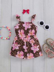 Travachic KIDS Bộ áo liền quần hai dây co giãn bằng vải dệt kim cho bé gái, họa tiết hoạt hình dễ thương, thích hợp cho mùa hè. - Nhiều màu - Xem 2