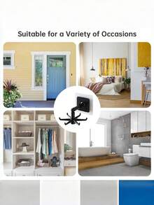 360 Degree Rotating Wall Hook Multi Function Storage Rack For Kitchen Utensils Bathroom Accessories Hats Small Tools Easy Installation Plastic Hanger Modern Design Practical Hooks Space Saving Versatile Home Organization Solution - Multicolor - View 8