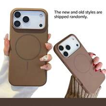 Luxury Bright Fluorescence Liquid Silicone Case Compatible With IPhone 17 Air 16 15 14 13 12 17 Pro Max Plus For Magnetic Soft Cover - Brown - View 5
