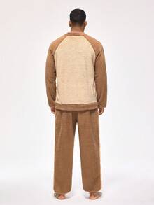 Rest Era Men's Comfortable Fleece Zip-Up Fluffy Pajama Set, Autumn/Winter - Multicolor - View 2