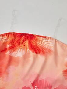 Teen Girl Floral Print Camisole Top And Midi Skirt Set, Beach Vacation - Orange - View 6