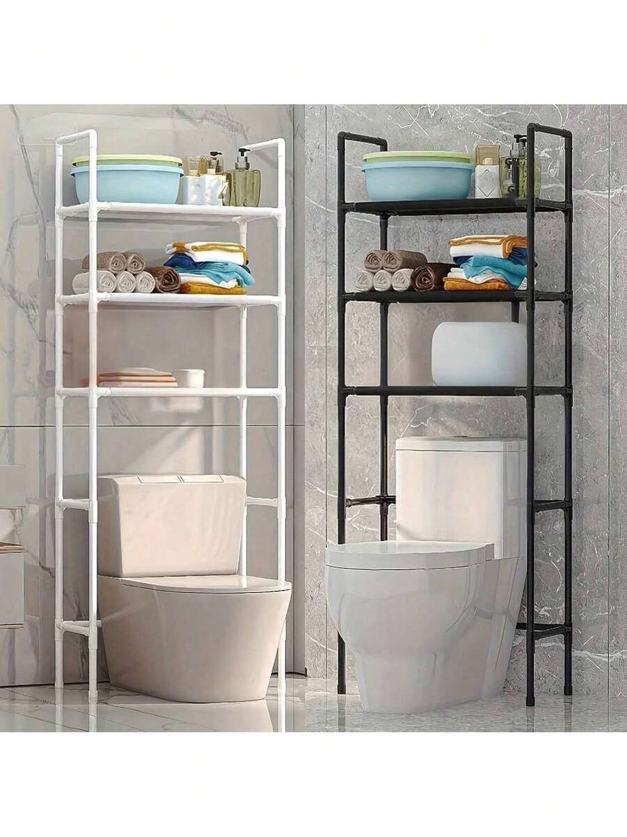 1件落地式马桶置物架，黑/白阳台收纳架，浴室多层置物架，简易洗衣机置物架。适用于浴室和阳台。 - 彩色 - 查看 1